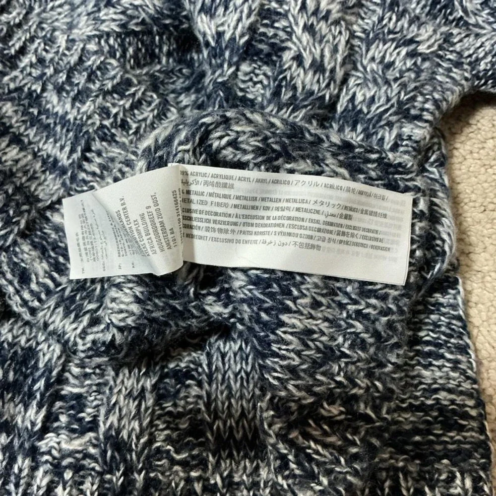 Hollister Marled Cable Knit Mock Neck Sweater‎ Womens XS Blue Green Metallic